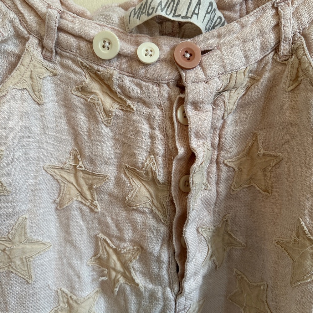 Magnolia Pearl Star-Embroidered Pants - Soft Pink